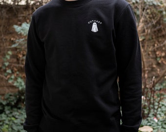 Organic Fair Trade Cotton Outcast sweatshirt - Embroidered Ghost Design for Spooky Style