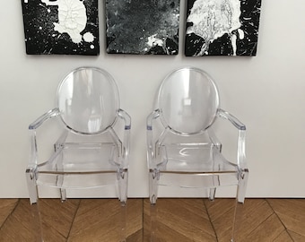 Louis XVI Ghost Chair Armchair Miniature 1:6 Doll Clear