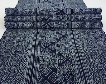 Precio de choque!!!!! 2,35 metros de largo tejido a mano Hmong algodón Indigo Batik tela, textiles de algodón de estilo vintage, corredor de mesa de Tailandia(C25)