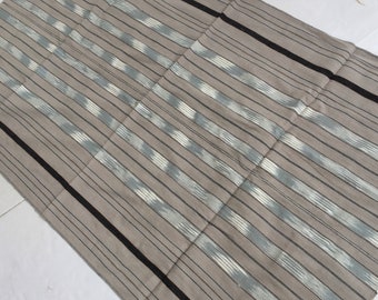 1.55 Meters Long Gray and Straight line cotton Fabric , fabric textiles, Handwoven cotton fabric form Thailand(OKR3)