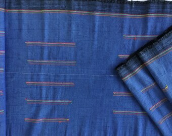 Blue Vintage Hmong hemp Fabric ,Batik fabric textiles, Handwoven Hmong hemp fabric from Thailand
