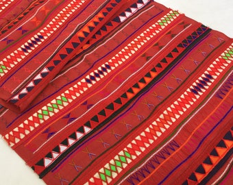 AKHA Handwoven Hmong algodón, Decorar tejido a mano Hmong algodón, Vintage cotton textiles, Akha tribu para corredor de mesa de Tailandia (AK3)