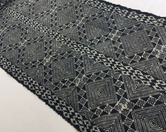 Shock Price!!!! 2.40 Meters Long  Hmong cotton Indigo Batik fabric, vintage style cotton textiles, Table runner from Thailand(J12)