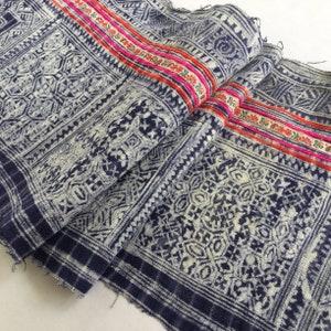 2.50 Meters Natural Hmong Hemp Fabric, Vintage Hemp hand dyed Hmong hill tribe -Bed runner ,Hemp from skirt ,Table runner from Thailand(PP7)