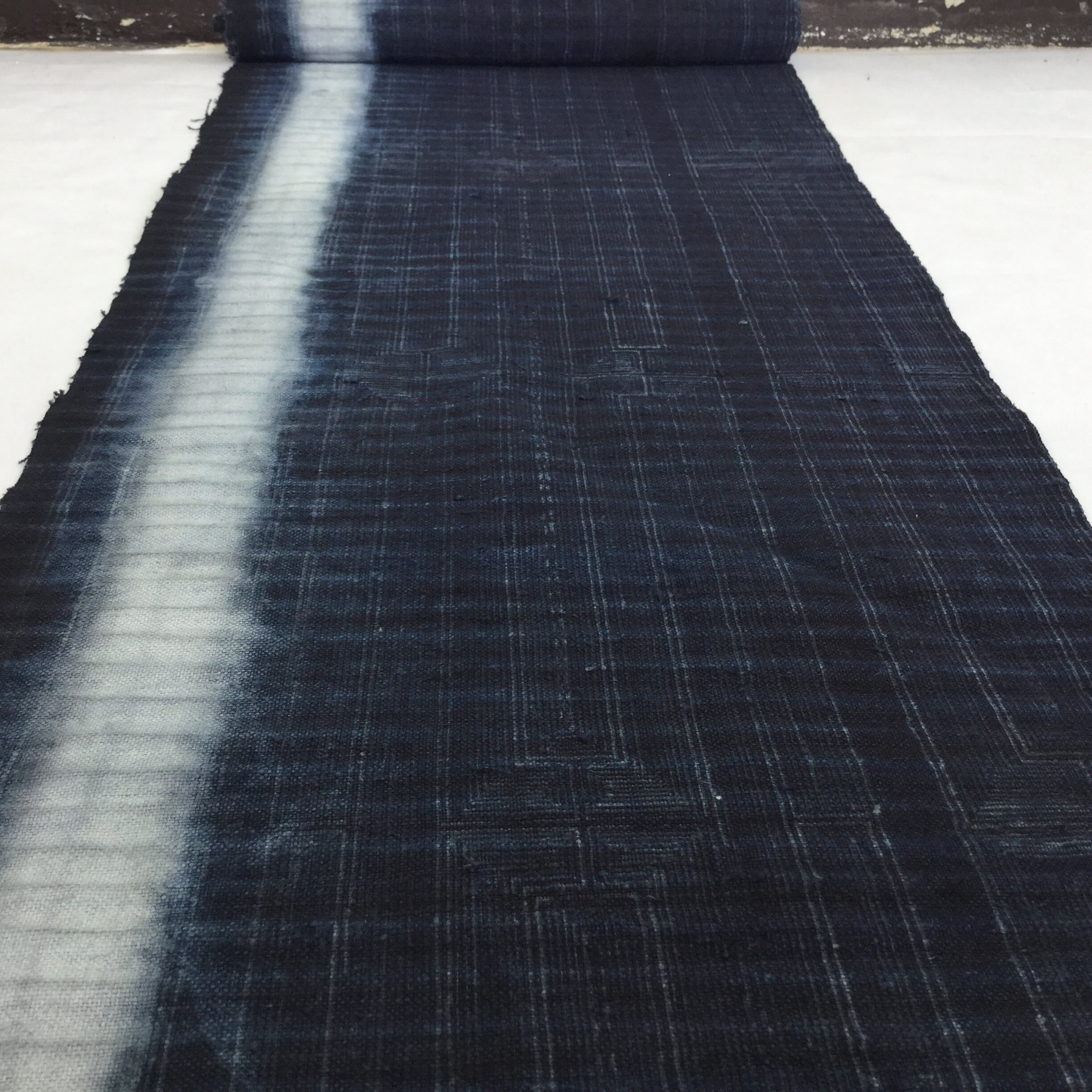 Sale!!!! 2.50 Meters Long Vintage Hmong Hemp, Indigo Batik