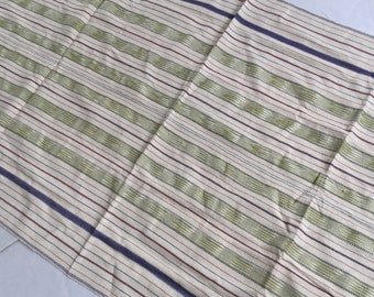 1.60 Meters Long Beige and Straight line cotton Fabric , fabric textiles, Handwoven cotton fabric form Thailand(OKR1)