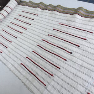 White Vintage Hmong hemp Fabric ,Batik fabric textiles, Handwoven Hmong hemp , Hemp from skirt fabric form Thailand(H47)