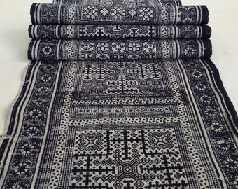 Natural Hmong hemp fabric, vintage  hemp hand dyed Hmong hill tribe -Bed runner ,Table runner from Thailand(MA2)