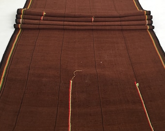 Tissu de chanvre Hmong vintage marron de 2,25 mètres de long, textiles batik, tissu de chanvre Hmong tissé à la main de Thaïlande (CO1)