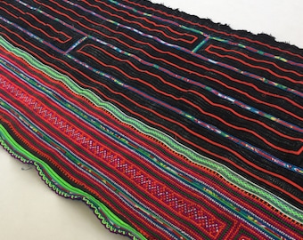 Sale!!! 2.10 Meters Long Hmong cotton Indigo Batik fabric,vintage cotton textiles,indigo cotton Table runner, Hmong skirt from Thailand(C19)