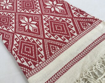 Sale!!! 2 Meters Long Red and white Long Thai cotton ,Vintage cotton textiles, Blanket cotton, Table runner from Thailand(TT1)