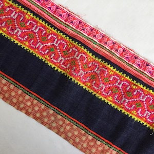 Sale!!!!! Handwoven Hmong Hemp ,vintage Batik fabric textiles, old skirt Hmong hemp , Hmong textile from Thailand(A1)