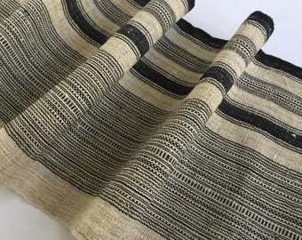Sale!! 2.60 Meters long Natural Hmong hemp fabric,vintage  hemp hand dyed Hmong hill tribe -Bed runner,Table runner from Thailand (JU12)
