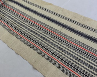Tela de cáñamo Hmong natural de 2 metros de largo, cáñamo vintage teñido a mano de la tribu de las colinas Hmong: camino de cama, cáñamo antiguo, camino de mesa de Tailandia (SEP3)