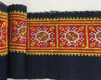 Sale!!!!! Handwoven Hmong Hemp ,vintage Batik fabric textiles, old skirt Hmong hemp , Hmong textile from Thailand.