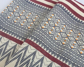 ¡¡¡Venta!!! 1,75 metros de largo Algodón tailandés largo rojo y gris, Textiles de algodón vintage, Manta de algodón, Ruta corredora de Tailandia (SP35)