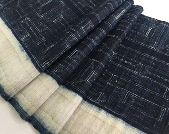 ¡¡¡Venta!!! 2.80 metros de largo Vintage Hmong Hemp, tela batik índigo, textil de cáñamo vintage, cáñamo vintage teñido a mano, cáñamo viejo, corredor de mesa (CM5)