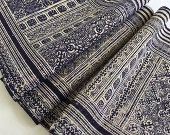 Natural Hmong hemp fabric, vintage  hemp hand dyed Hmong hill tribe -Bed runner ,Table runner from Thailand(EP5)