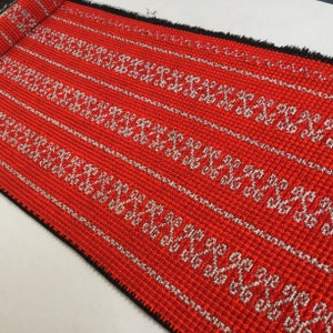 Cross Stitch Hmong old cotton from Skirt Hmong, Cotton Fabric, Vintage cotton textiles, cotton Table runner, Hmong skirt from Thailand(CR2)