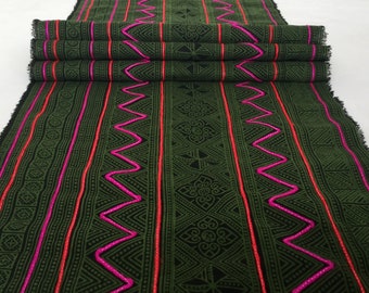 Sale !!!!! Hmong cotton,vintage Batik fabric textiles,table runner,fabric textiles decorated embroidery Hmong hill tribe From Thailand(Z8)