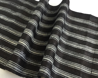 SALE!!!! 2.30 Meters Long Black Natural Hmong Hemp Fabric, vintage Hemp hand dyed Hmong hill tribe-Bed runner, Old Hemp from Thailand(ICQ2)