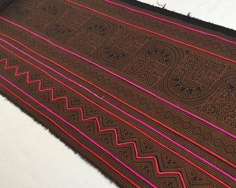 Sale !!!!! Hmong cotton,vintage Batik fabric textiles,table runner,fabric textiles decorated embroidery Hmong hill tribe From Thailand(Z3)
