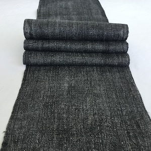 2.20 Meters Long Black Hmong natural hemp fabric, Vintage  hemp hand dyed Hmong hill tribe -Bed runner ,Table runner from Thailand(BQ22)