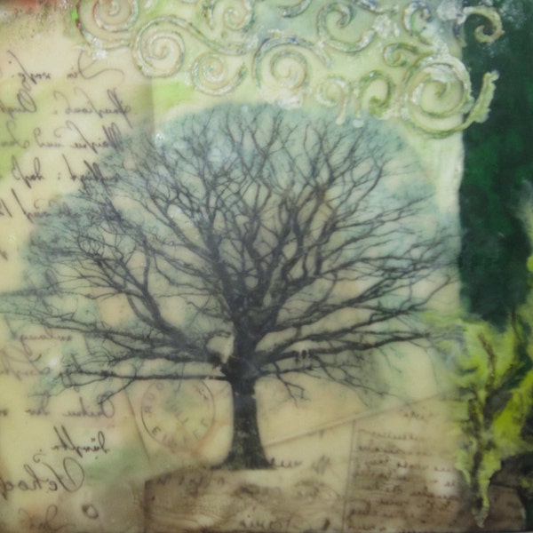 Tree painting ~ Encaustic, mixed media art