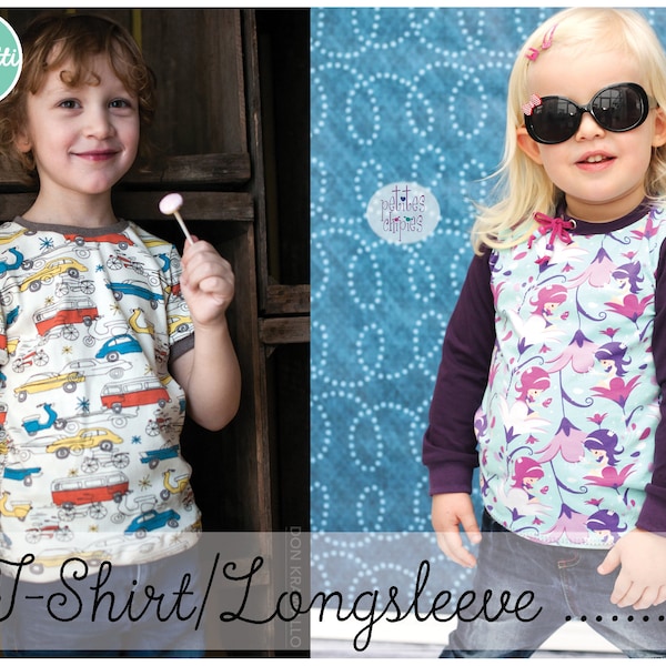 Longsleeve/ T-Shirt für Kinder Gr. 92-164 Schnittmuster ebook Anleitung  PDF / sewing pattern / Konfetti Patterns / konfettipatterns / nähen