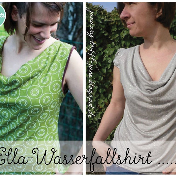 Ella - Wasserfallshirt Damen Gr. 34-48 Schnittmuster ebook + Anleitung / PDF / sewing pattern / Konfetti Patterns / konfettipatterns / nähen