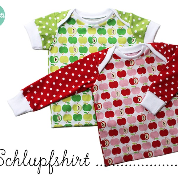 Schlupfshirt Babyshirt Gr. 50-104 Schnittmuster / ebook + Anleitung / PDF / sewing pattern / Konfetti Patterns / konfettipatterns / nähen