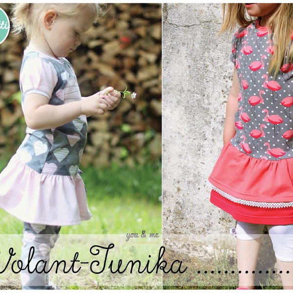 Volant-Tunika für Mädchen in den Größen 74-164 Schnittmuster ebook + Anleitung  PDF / sewing pattern / Konfetti Patterns / konfettipatterns