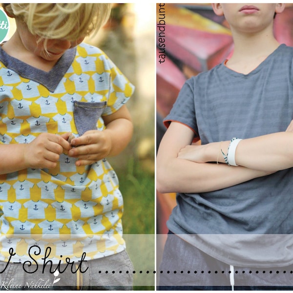 V-Shirt / T-Shirt Kinder Gr. 86-164 Schnittmuster / ebook + Anleitung / PDF / sewing pattern / Konfetti Patterns / konfettipatterns / nähen