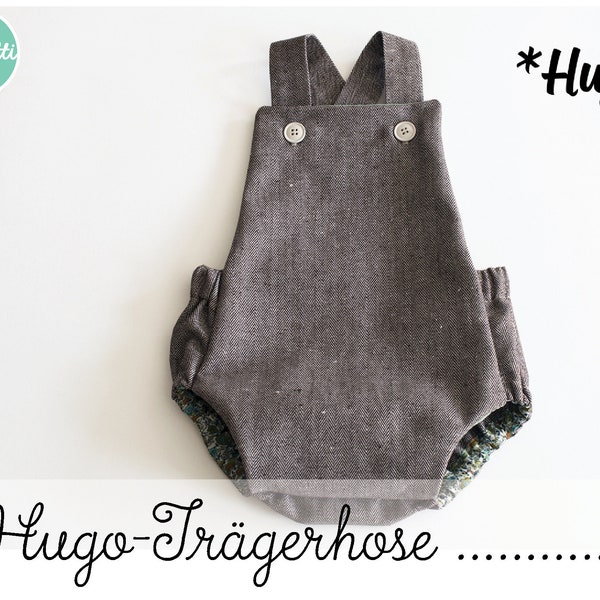 Hugo - Trägerhose für Babys Schnittmuster Gr. 50-98 Romper ebook Anleitung / sewing pattern / Konfetti Patterns / konfettipatterns / nähen /