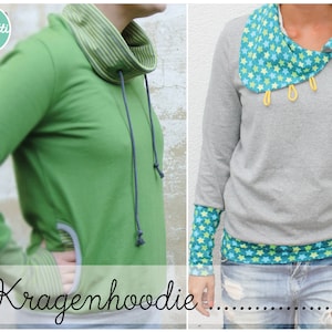 Collar Hoodie Sewing Pattern Gr. 34-48 Hoodie ebook + Instructions / Ladies / PDF / sewing pattern / Konfetti Patterns / konfettipatterns / nau