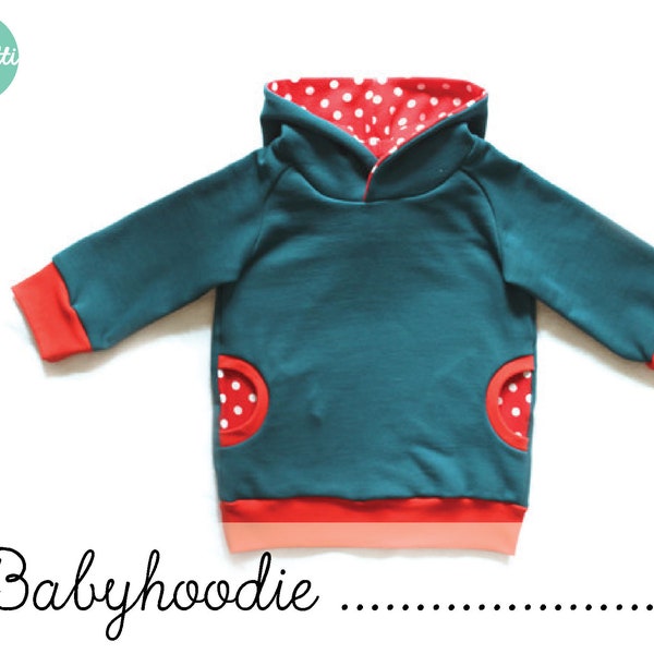 Babyhoodie/ Kapuzenpullover Gr. 56-98 Hoodie Kinder ebook + Anleitung / PDF / sewing pattern / Konfetti Patterns / konfettipatterns / nähen