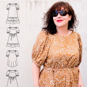 Renate women&#39;s dress with puff sleeves 34-50 ebook instructions / sewing pattern / confetti patterns / digital / sewing / pattern PDF