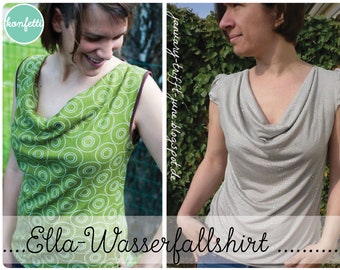 Ella - Wasserfallshirt Damen Gr. 34-48 Schnittmuster ebook + Anleitung / PDF / sewing pattern / Konfetti Patterns / konfettipatterns / nähen