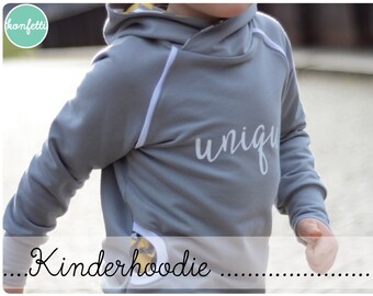 Hoodie / Kapuzenpullover Gr. 92-158 Schnittmuster / ebook + Anleitung / Kinder / PDF / sewing pattern / Konfetti Patterns / konfettipatterns