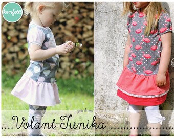 Flounce tunic for girls in sizes 74-164 Sewing pattern ebook + PDF instructions / sewing pattern / Konfetti Patterns / konfettipatterns