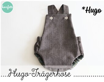 Hugo - Trägerhose für Babys Schnittmuster Gr. 50-98 Romper ebook Anleitung / sewing pattern / Konfetti Patterns / konfettipatterns / nähen /