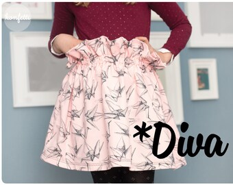 Diva - taille de jupe pour filles. 80-164 patron de couture / ebook + instructions / PDF / patron de couture / patrons confettis / patrons confettis / coudre