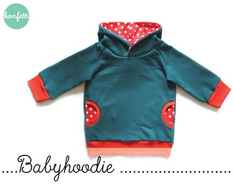 Baby hoodie / hooded sweater size. 56-98 Hoodie Kids ebook + Instructions / PDF / sewing pattern / Konfetti Patterns / konfettipatterns / nau