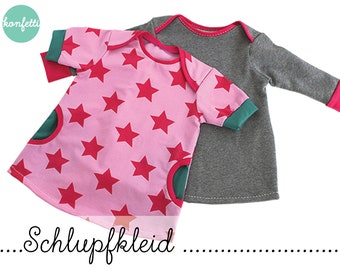 Schlupfkleid Babykleid Gr. 50-104  Schnittmuster / ebook + Anleitung / PDF / sewing pattern / Konfetti Patterns / konfettipatterns / nähen