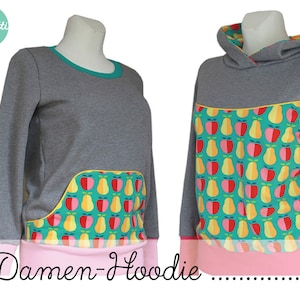 women&#39;s hoodie size 34-48 - Pattern Hoodie / ebook + instructions / PDF / sewing pattern / Konfetti Patterns / konfettipatterns / seh