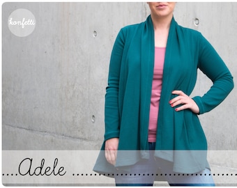 Adele - Cardigan Gr.34-56 Jacke Schnittmuster / ebook Anleitung / sewing pattern / Konfetti Patterns / konfettipatterns / nähen / PDF