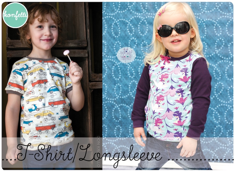 Longsleeve/ T-Shirt für Kinder Gr. 92-164 Schnittmuster ebook Anleitung PDF / sewing pattern / Konfetti Patterns / konfettipatterns / nähen Bild 1