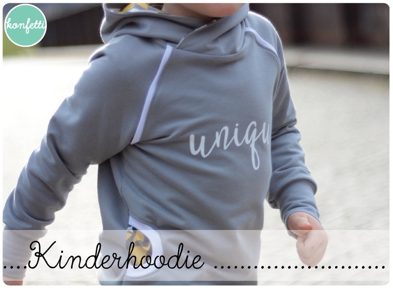 Hoodie / Kapuzenpullover Gr. 92-158 Schnittmuster / ebook Anleitung / Kinder / PDF / sewing pattern / Konfetti Patterns / konfettipatterns Bild 1