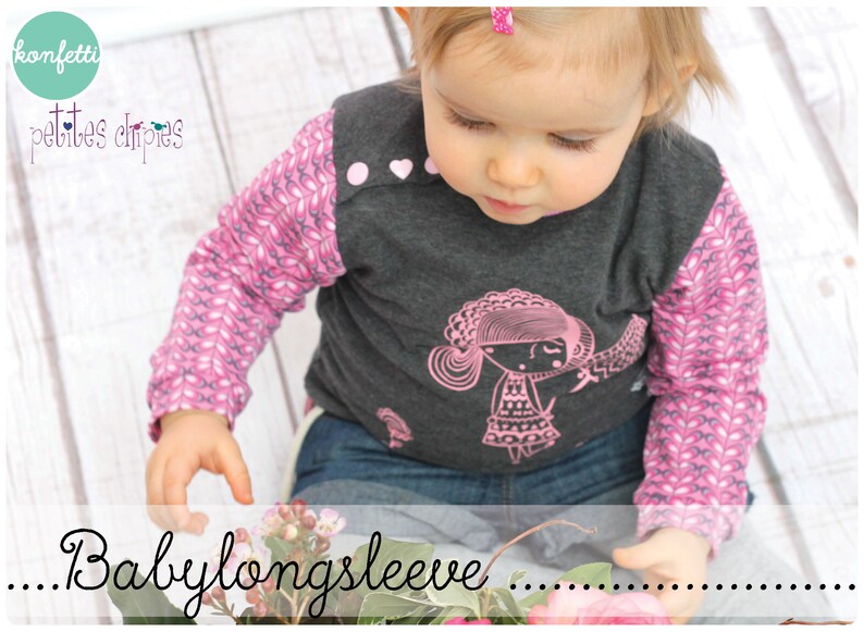 Baby-Longsleeve mit Knopfleiste Baby Shirt / Gr. 50-104 Schnittmuster / PDF / sewing pattern / Konfetti Patterns / konfettipatterns / nähen Bild 1