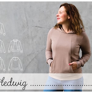 Hedwig - fashion sweater with hood and collar ladies size. 34-50 sewing patterns ebook sewing pattern / confetti patterns / konfettipatterns